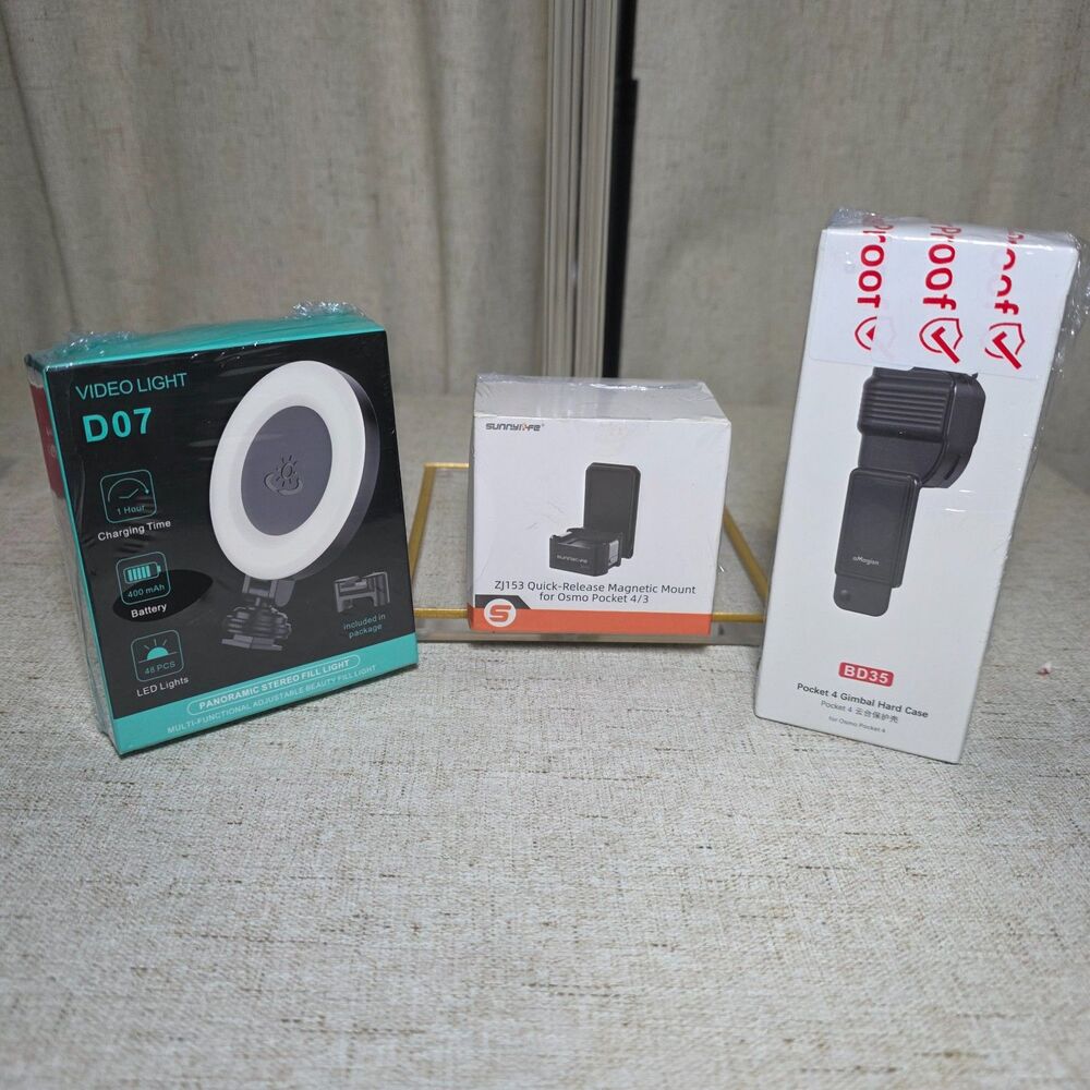 DJI pocket 3/4 Sunnylife magnetic base, aMagisn gimbal cover, fill light bundle
